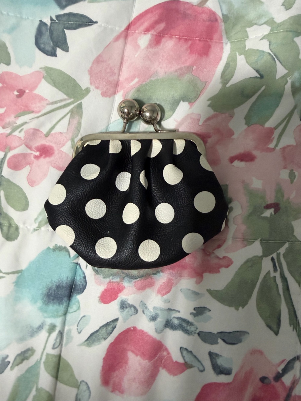Black and White Polka Dot Kiss-Lock Coin Purse